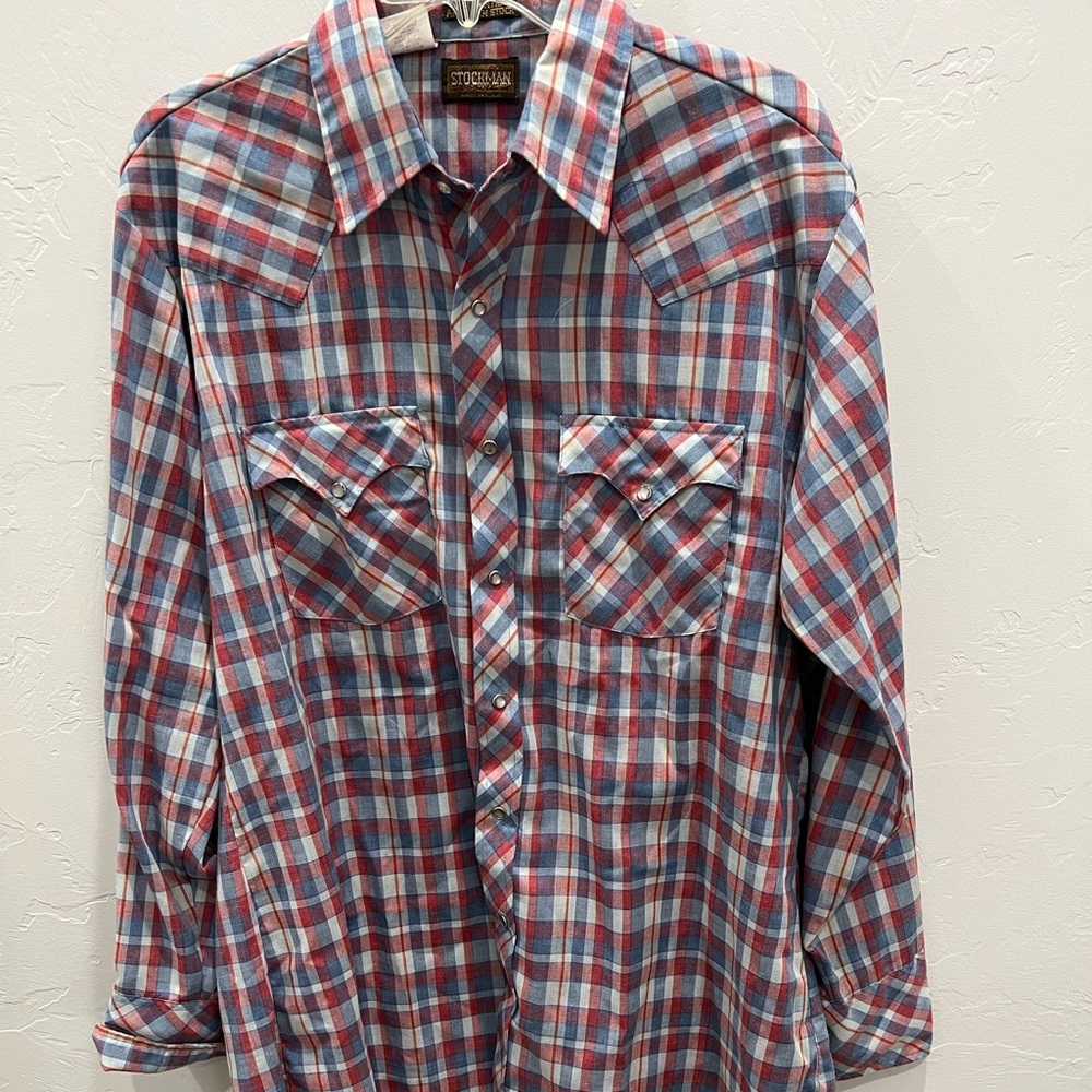 Stockman Plaid Pearl Snap Western Men’s Button Down Shirt